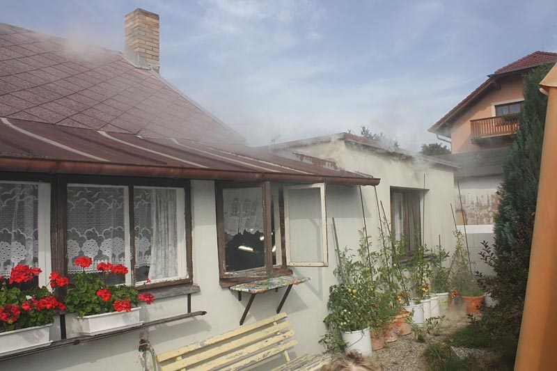 Požár domku na Dobré Vodě