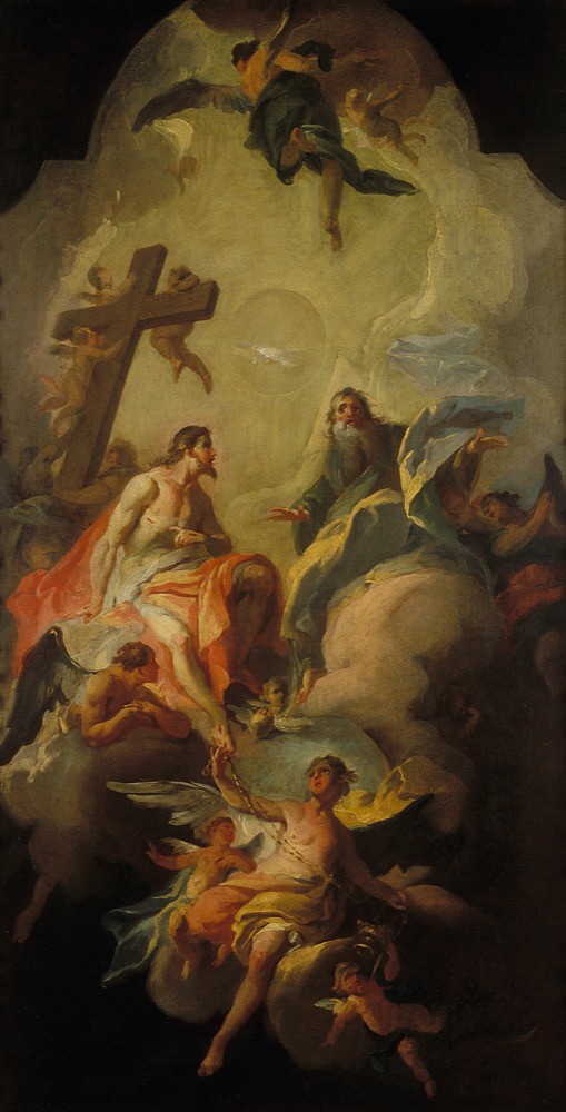 Nejsvětější Trojice (modello pro hlavní oltářní obraz v kostele Nejsvětější Trojice v Drnholci), Kolem 1757? (nebo 1760–1761?), Moravská galerie v Brně