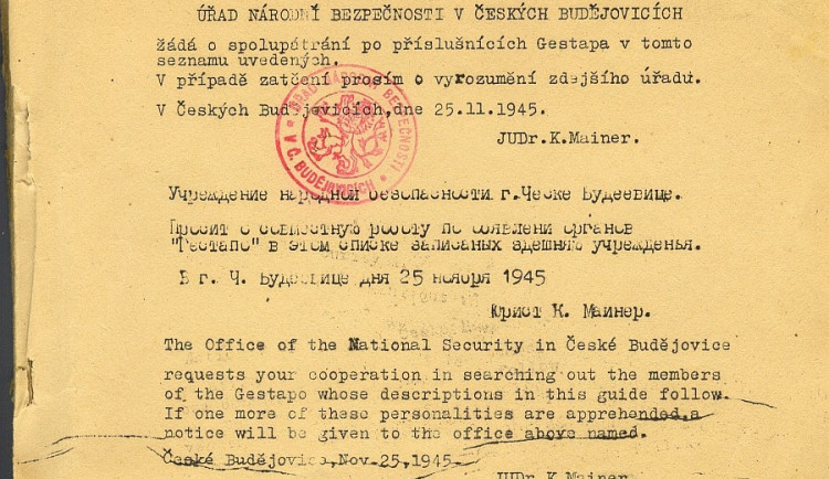 Na konci války se dalo budějcké gestapo na útěk. Několik jedinců trestu smrti neuniklo