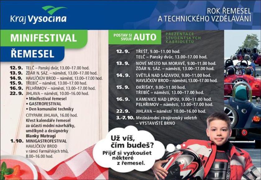 Žáky 8. a 9. tříd chce oslovit Minifestival řemesel. Zavítá do pěti měst na Vysočině