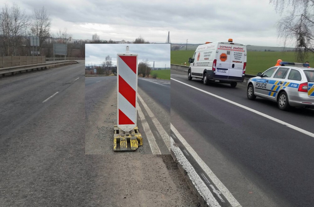 Z obchvatu Tábora neznámý zloděj ukradl dopravní značení. Zmizelo na 74 směrovacích desek i s podstavci.