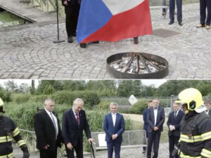 Koláž s Milošem Zemanem.