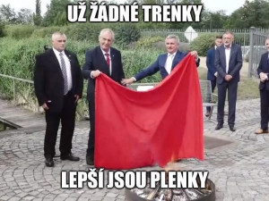 Koláž s Milošem Zemanem.