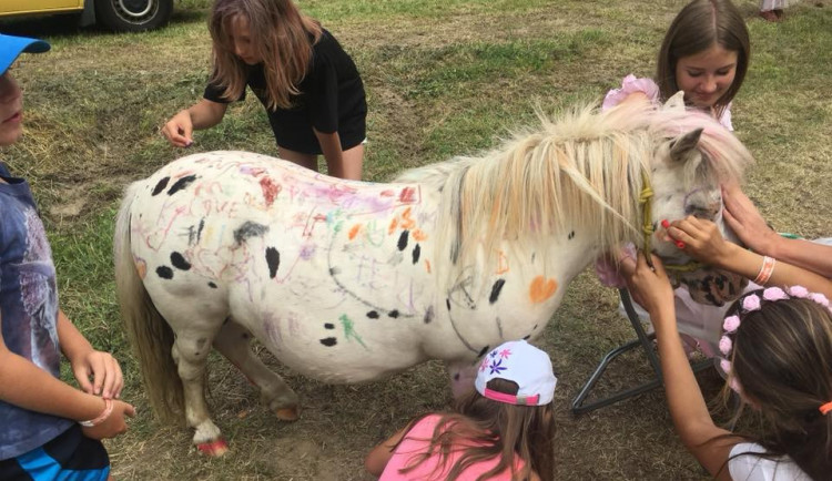 Zvláštní zábava na Blue Style Prima Festu. Děti se bavily malováním na poníky.