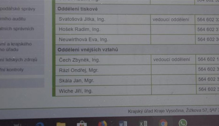 Současný stav docházkového on-line systému Kraje Vysočina.