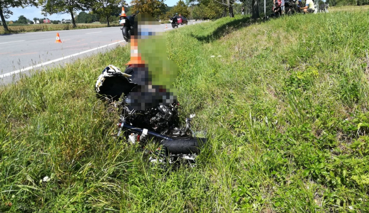 Nehoda motocyklisty na Budějcku.
