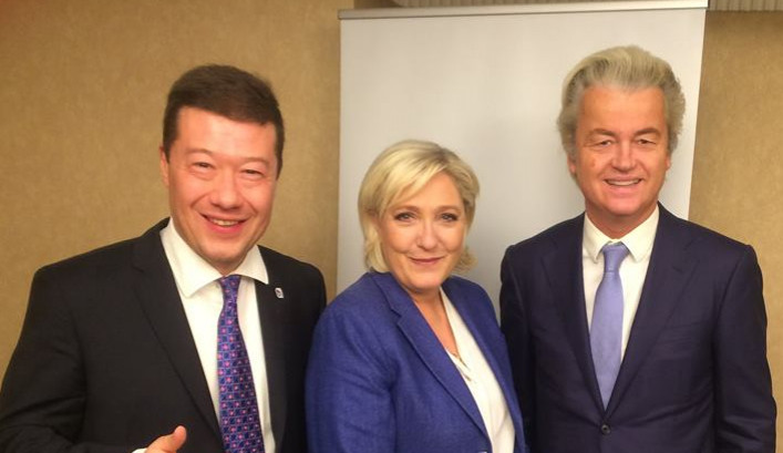 Tomio Okamura, Marine Le Penová, Geert Wilders.