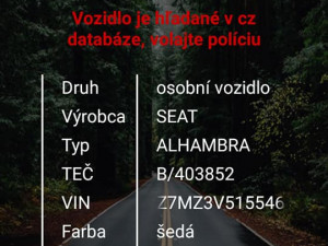 Ukradený Seat Alhambra.