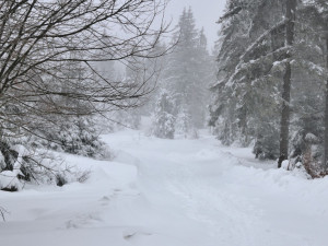 Sníh odřízl Boží Dar, vypadává elektřina, kloužou silnice