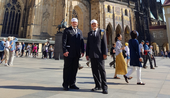 V loňském roce se sešli všichni kominíci v Praze v rámci 150 let Jednoty kominíků. Jan Doležal na snímku vlevo.