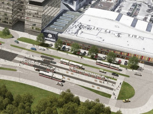 Vizualizace tramvajové smyčky na kampus.