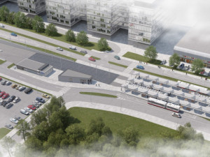 Vizualizace tramvajové smyčky na kampus.