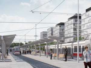 Vizualizace tramvajové smyčky na kampus.