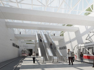 Vizualizace tramvajové smyčky na kampus.