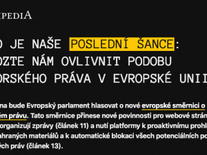 Na protest proti změně autorského práva je vypnuta Wikipedie