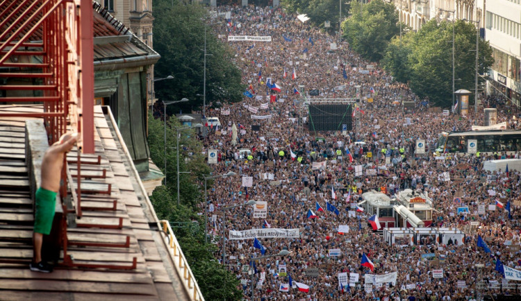 Demonstrace na Václavské náměstí.