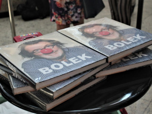 Bolek Polívka na křestu své knihy.