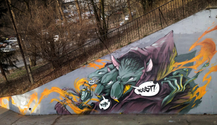 Tvorba libereckého sprejera, který si říká Uplne Mimo.