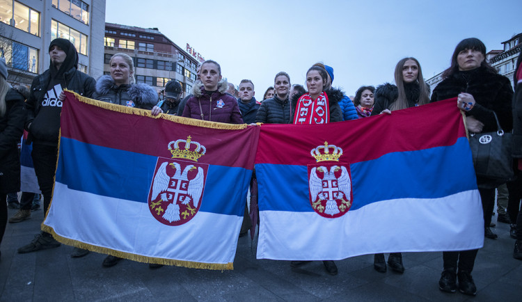 Demonstrace na Václavské náměstí.