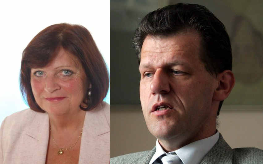 Vítězové prvního kola senátních voleb Miroslav Plevný (STAN) a Jaroslava Brožová Lampertová (ANO).