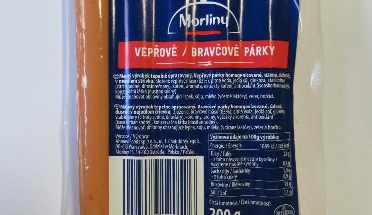 Polské vepřové párky obsahovaly příliš sóji. Alergici by je neměli konzumovat