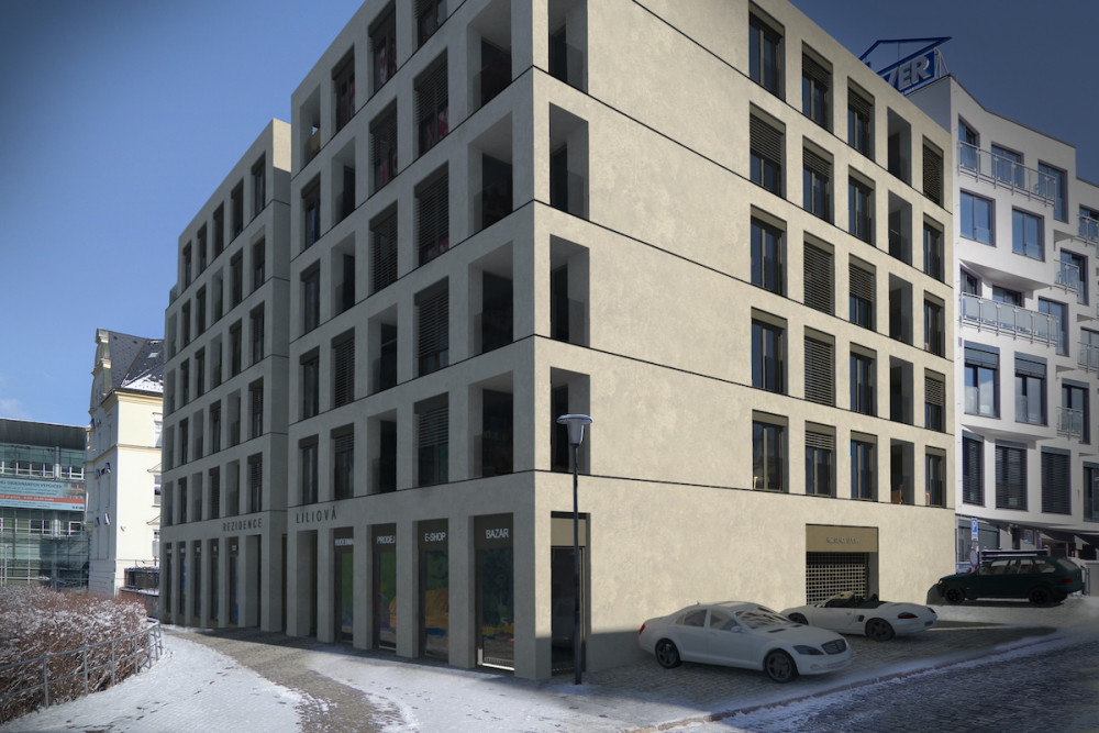 Dostavba Liliové ulice. Proluku naproti knihovně zaplní šestipodlažní dům