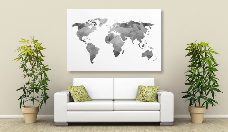 Obraz polygonálna mapa sveta v čiernobielom prevedení