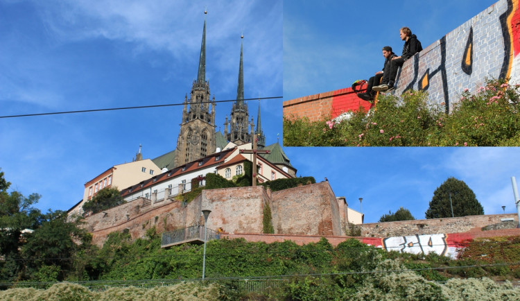 Pohled na brněnskou dominantu dva týdny hyzdí obří sprejerské dílo, už se to řeší