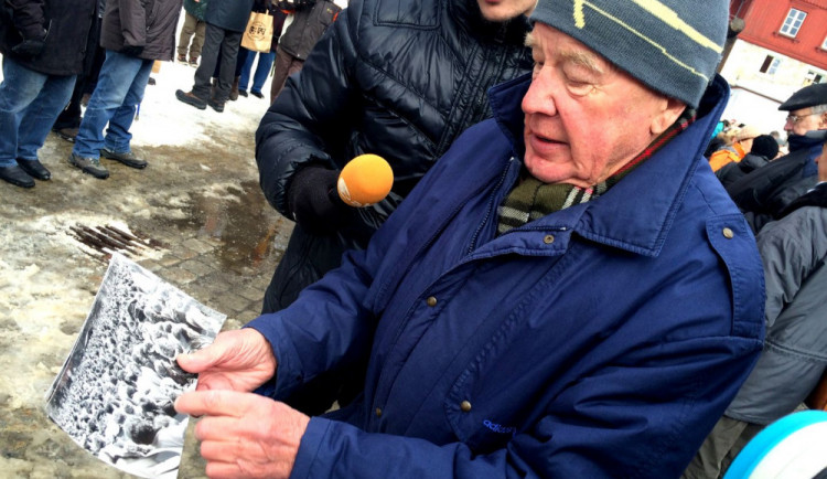 Emil Kintzl v roce 2015 na nádraží v Železné Rudě při oslavách pádu Železné opony