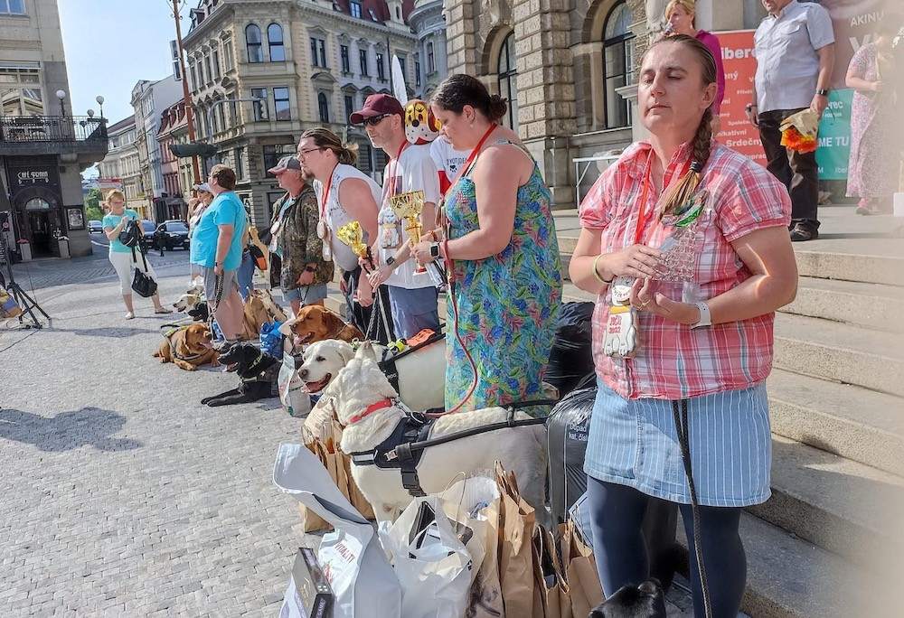 Orientace v prostoru i poslušnost. Vodící psi soutěžili před radnicí