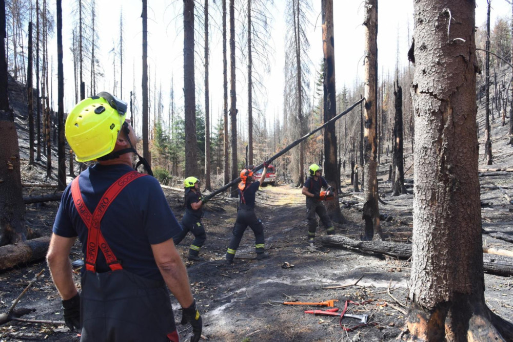 Zásah jednotek u požáru Národního parku České Švýcarsko.