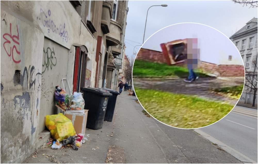 Muž zřejmě zapomněl cestu do sběrného dvora a staré křeslo odhodil u popelnic, natočila ho kamera