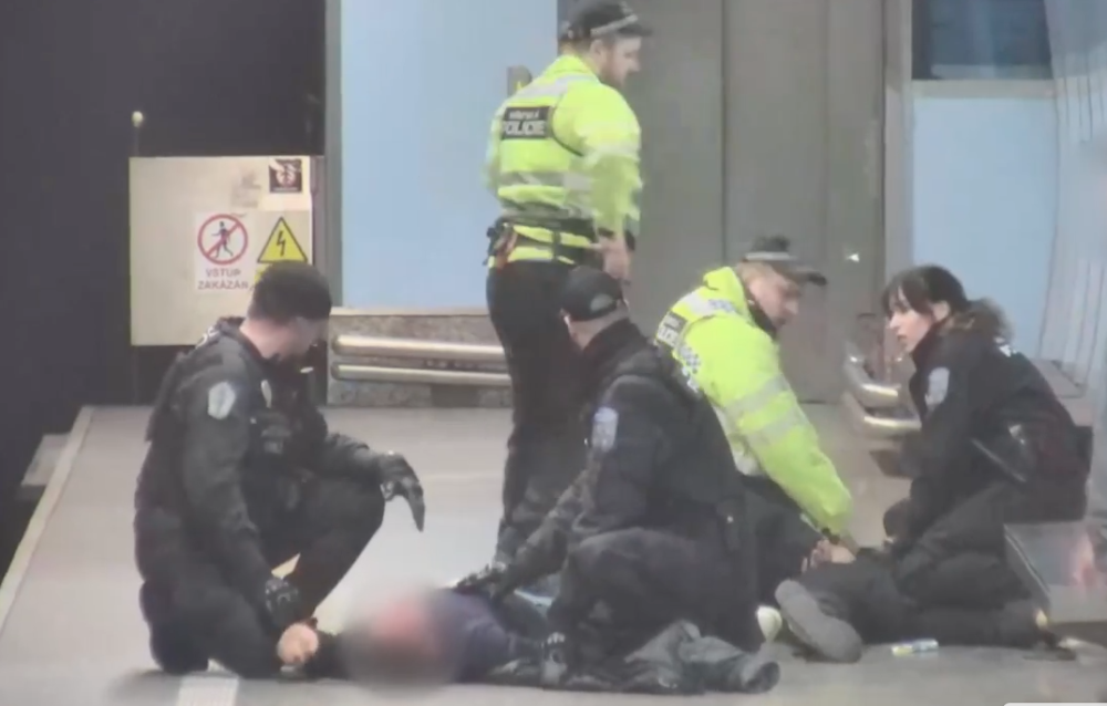 Muži se rvali v soupravě i na nástupišti.