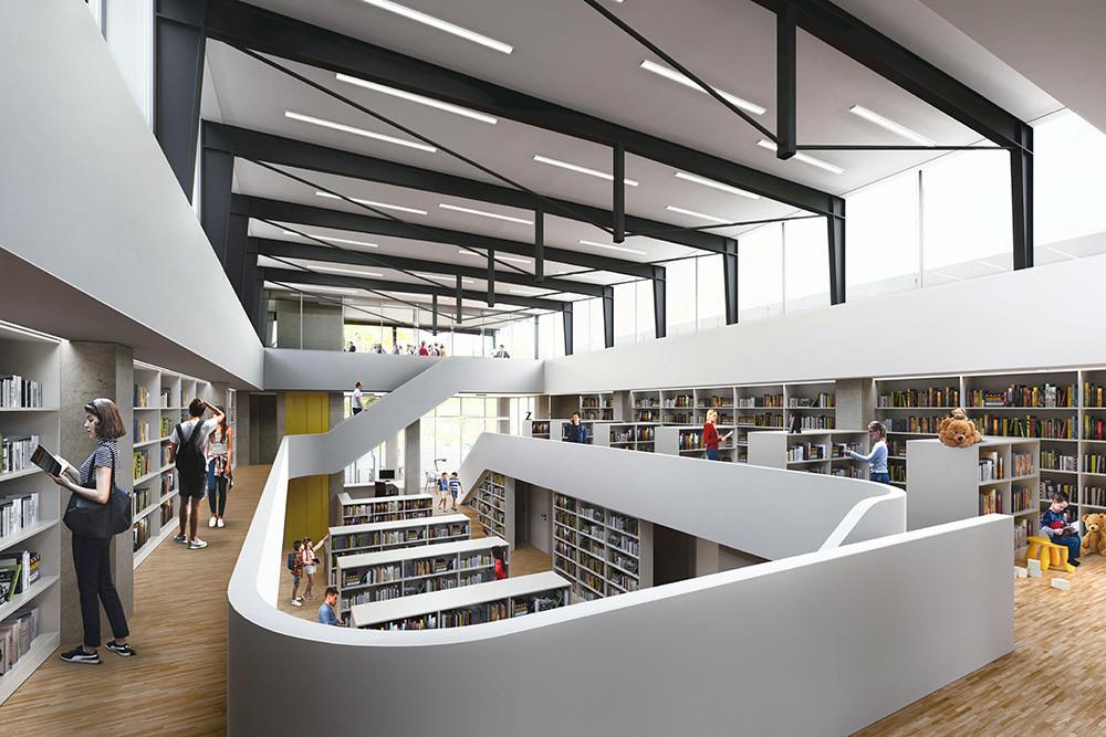 Vizualizace pobočky Knihovny města Olomouce na ulici Trnkova