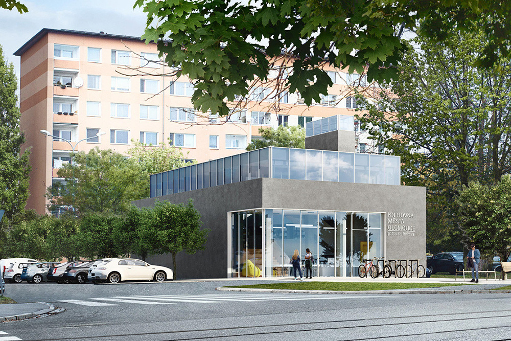 Vizualizace pobočky Knihovny města Olomouce na ulici Trnkova