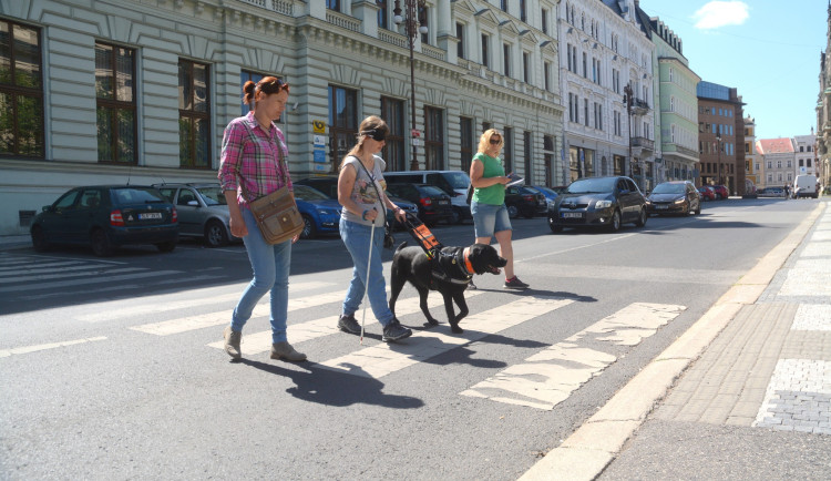 Nevidomí lidé se svými psími parťáky soutěžili v ulicích Liberce