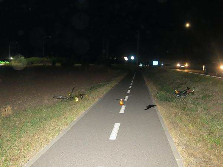 Místo nehody na cyklostezce na okraji Prostějova