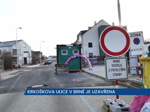 Na Krkoškově ulici v Brně probíhá rekonstrukce, řidiči neprojedou