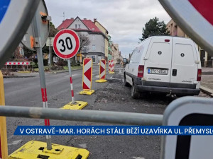 V Ostravě-Mariánských Horách stále probíhá uzavírka ulice Přemyslovců, místo je pro řidiče neprůjezdné
