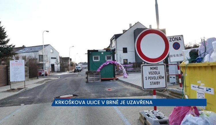 Na Krkoškově ulici v Brně probíhá rekonstrukce, řidiči neprojedou