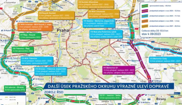 Další úsek Pražského okruhu výrazně uleví dopravě