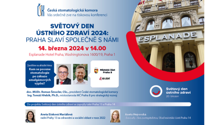 Tisková konference 14. března 2024 ke Světovému dni ústního zdraví a tématu Kam se posune stomatologie po zákazu amalgámových výplní?
