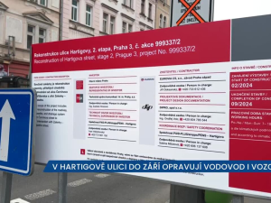  V Hartigově ulici v Praze 3 do září opravují silnici i vozovku, ve špičce se místu raději vyhněte