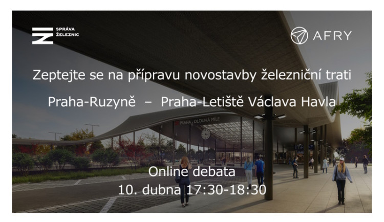 Zveme vás na on-line debatu k přípravě železniční trati z Prahy-Ruzyně na letiště!