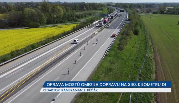 Dopravu na 340. kilometru D1 u Velkých Albrechtic omezí na 5 měsíců oprava mostů