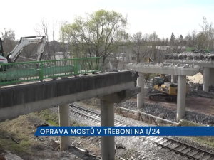 V Třeboni se kompletně vyměňují dva mosty na silnici I/24. Úplné uzavírky potrvají do srpna