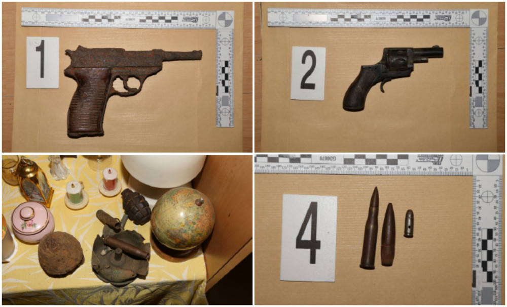 Kriminalisté našli u silně opilého muže dělostřelecký granát, zbraně i munici