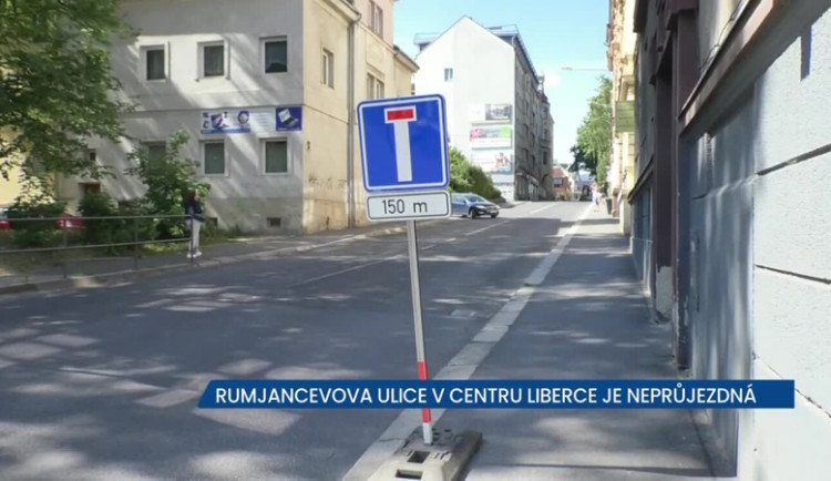 Rumjancevova ulice v centru Liberce je neprůjezdná, kope tam teplárna