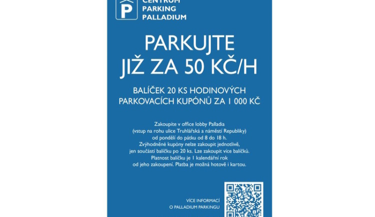 Palladium, pohodlné parkování v centru Prahy za zvýhodněnou cenu 50 Kč/hodinu
