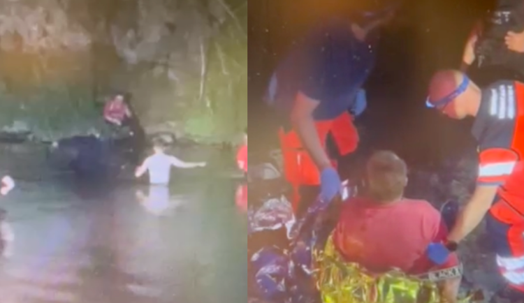 Muž v Českém Krumlově spadl ze skály a zranil se, policisté se k němu brodili přes řeku